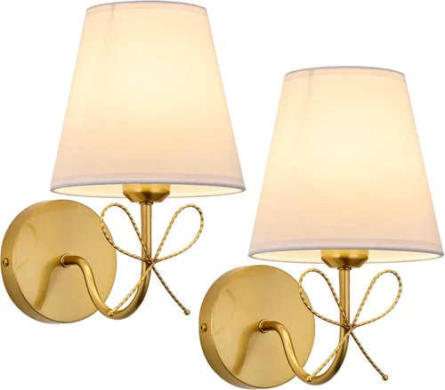 PASSICA DECOR Candelabros de pared con arco dorado cableado, juego de 2, decoración de pared industrial vintage en oro para dormitorio, sala de Oro