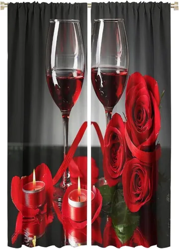Miniatura 28 de Cortinas opacas con diseño floral de rosas para cocina, retro, rústicas, románticas, con bolsillo para barra, cortinas opacas para dormitorio, sala