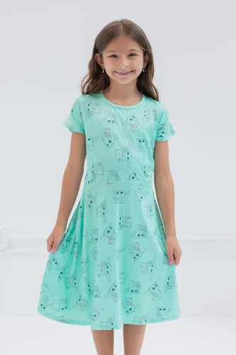 Miniatura 4 de STAR WARS The Mandalorian The Child Girls - Paquete de 2 vestidos de manga corta para niños pequeños a niños grandes