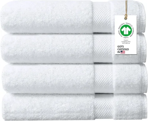 Miniatura 62 de Toallas 100% algodón orgánico de 22.93 oz/m² de felpa al tacto de secado rápido, paquete de 12 toallas de lavado de algodón orgánico, certificado