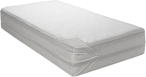 Miniatura 2 de Protector de colchón de vinilo tamaño Queen con cremallera, 100% impermeable, evita manchas y derrames, color blanco