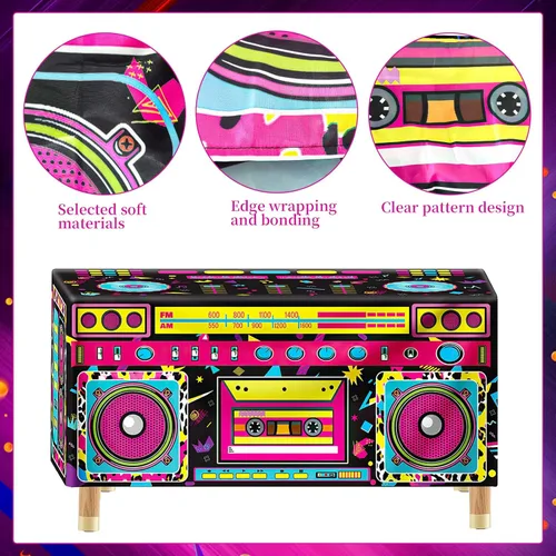 Miniatura 3 de Mantel de radio de fiesta de 6 pies y 80 y 90, decoración de mesa de cumpleaños para fiesta temática de los años 90, suministros de decoración