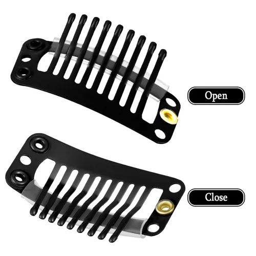 Miniatura 4 de WILLBOND - 30 piezas de broches para extensiones de pelo de 32 mm con 9 dientes, broches para pelucas y extensiones de pelo, peine pequeño