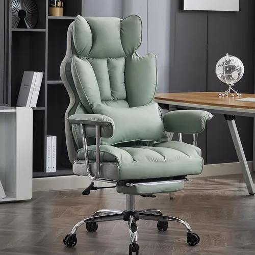 Miniatura 18 de Efomao Silla de oficina ejecutiva, silla de computadora acolchada suave con reposapiés, sillas de escritorio de tela para oficina en casa, sillas