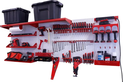 Miniatura 22 de OmniWall Weekend Warrior Ultimate Tool Kit - Sistema de Almacenamiento de Pared de Tablero de Clavos de Metal de 96" x 32" Negro/Naranja