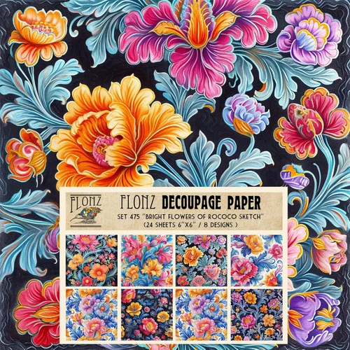 Miniatura 15 de Decoupage - Paquete de papel (24 hojas de 6 x 6 pulgadas) modernos patrones florales gitanos FLONZ papel de patrón vintage sin costuras para Dos
