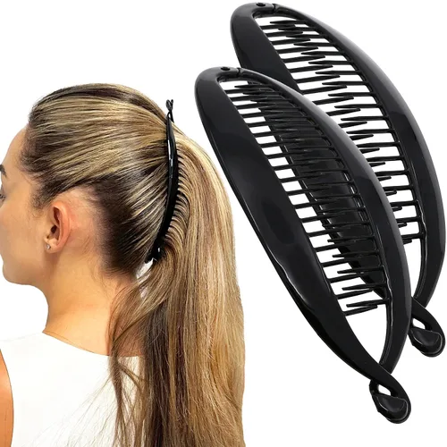 Miniatura 22 de Camila Paris CP3133 - Peine de pelo con clip de plátano francés de 4.5 pulgadas, para niñas, estilo clásico, flexible, para cola de caballo Beige
