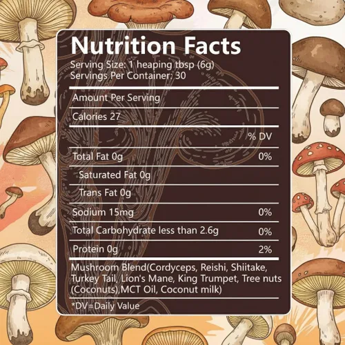 Miniatura 2 de SHROOMSY Café de hongos – 6 supermezcla de hongos adaptogénicos (Cordyceps, Reishi, Shiitake, melena de león, más) – Con aceite MCT y leche de coco