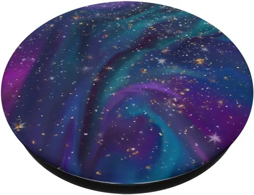 Miniatura 2 de Galaxy Space en azul púrpura cian verde amarillo AEHP658 PopSockets PopGrip: agarre intercambiable para teléfonos y tabletas