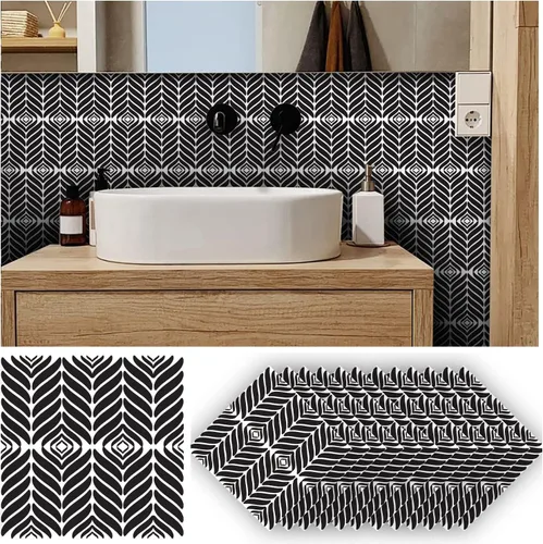 Miniatura 20 de Alwayspon 12 calcomanías mate para azulejos de pared, despegar y pegar, calcomanías de vinilo autoadhesivas para azulejos de cocina y baño, 6 x 6