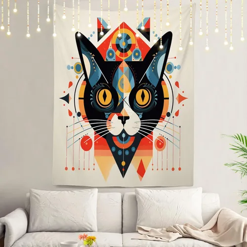 Miniatura 26 de Shrahala Tapiz de pared negro grunge, monocromático para colgar en la pared, tapiz grande decorativo de fibra de poliéster, dobladillo blanco Ethnic