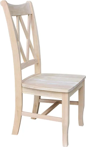 Miniatura 5 de IC International Concepts, Juego de 2 sillas de comedor dobles con respaldo en X, sin brazos, madera real, cocina/comedor/acento, 19.7 in de ancho x