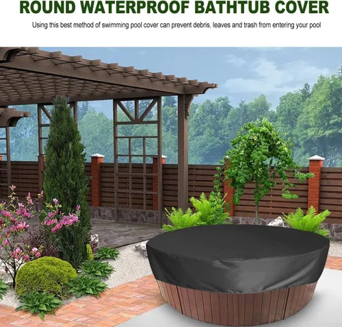 Miniatura 7 de DOITOOL Cubierta redonda para bañera de hidromasaje, impermeable, cubierta de spa para exteriores, protector redondo de 75 pulgadas para piscinas