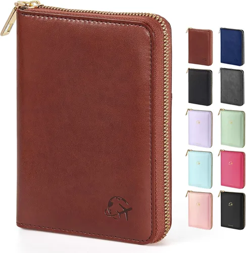 Miniatura 11 de Forvencer Funda para pasaporte con cierre de cremallera seguro, cartera de pasaporte premium para viajes, bonita funda de tarjeta de bloqueo RFID