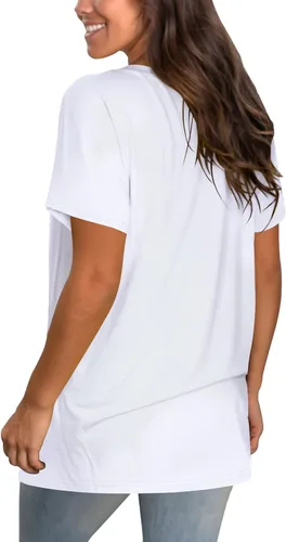 Miniatura 4 de Geifa Camisetas de manga corta con cuello en V para mujer, camisetas casuales de verano con bolsillo