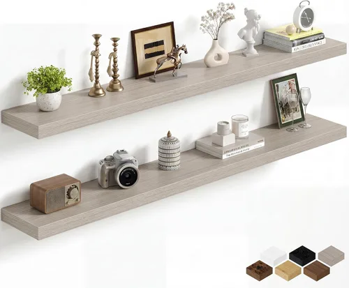 Miniatura 101 de Fun Memories Estantes flotantes de 16 pulgadas para pared, estantes de 8 pulgadas de profundidad para baño, dormitorio, cocina, montaje en pared