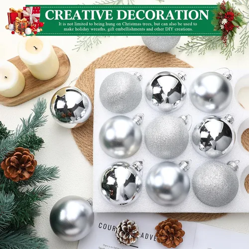 Miniatura 8 de Namalu 12 piezas 3.34" Adornos de bolas de Navidad de vidrio, adornos de bolas brillantes y mates, juego de adornos de bolas de árbol de Navidad
