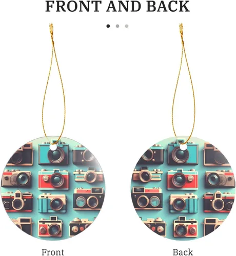 Miniatura 3 de Retro Cool Camera Collection Print Christmas Ornament 2025, Acrylic Santa Pendant Ornaments for Christmas Tree Decorative Baubles Round