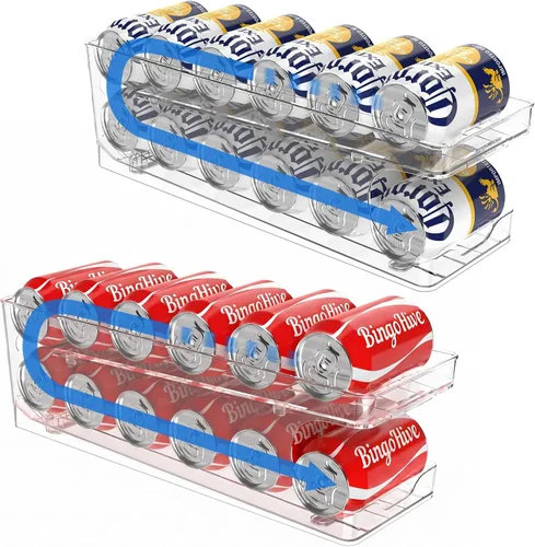 Miniatura 9 de Organizador de latas de soda enrollable BingoHive para refrigerador, dispensador de latas para cerveza, soda, seltzer, lata de pop, organizador