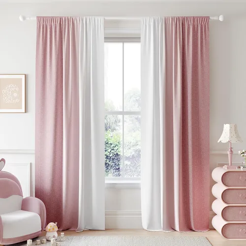 Miniatura 24 de Cortinas Ombre 100% Opacas de 63 Pulgadas de Largo 2 Paneles para Dormitorio Azul Blanco Patrón Degradado Oscurecimiento de Habitación Aislamiento
