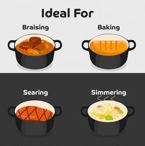 Miniatura 6 de Segretto Cookware Horno holandés de hierro fundido esmaltado con asa, 4.57 cuartos de galón, negro de 4.57 cuartos de galón, apto para horno, olla