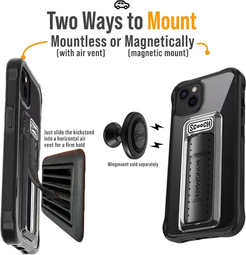 Miniatura 6 de Scooch® Wingman - Funda para iPhone 13 Mini con soporte, funda con función atril 5 en 1, protección contra caídas de grado militar, soporte