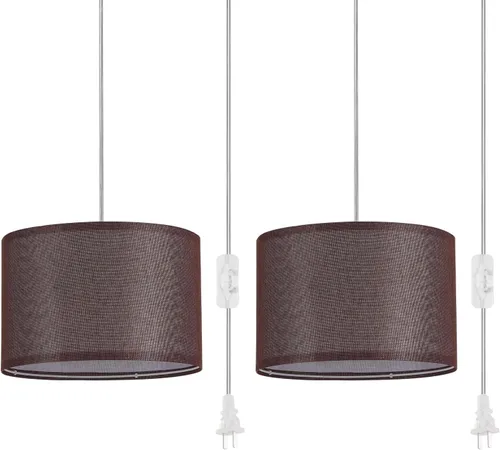 Miniatura 17 de Paquete de 2 lámparas colgantes enchufables, luz colgante con cable transparente de 15 pies, interruptor de encendido/apagado, pantalla de lámpara
