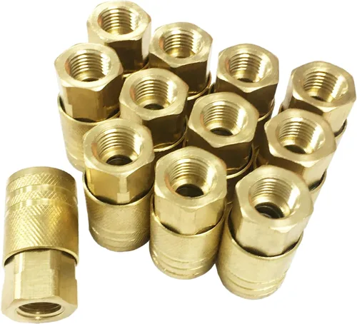 Miniatura 6 de Accesorios de manguera de aire de 1/4", tapones de aire de latón, accesorios de conexión rápida para compresor de aire macho NPT, kit de 10 piezas