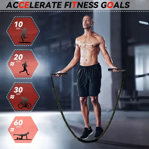 Miniatura 5 de Cuerda de saltar pesada de 5 libras para hombres y mujeres, cuerda de saltar pesada para adultos, cuerdas de saltar pesadas para entrenamiento