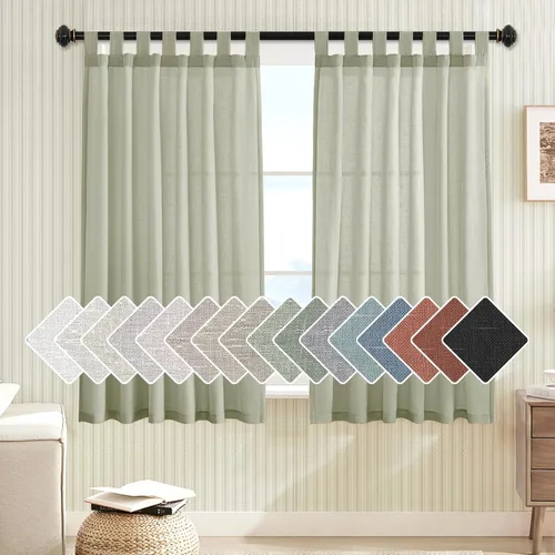 Miniatura 11 de H.VERSAILTEX Cortinas aireadas mezcladas de lino natural con pestaña superior para sala de estar, decoración del hogar, material suave y rico que