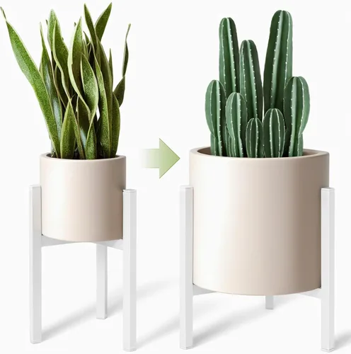 Miniatura 8 de Soporte ajustable para plantas de interior, soportes de metal negro para exteriores, soporte moderno de mediados de siglo, apto para macetas grandes