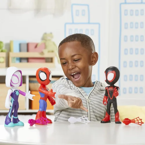 Miniatura 8 de Spidey and His Amazing Friends - Figura de acción supersized de 9 pulgadas de Miles Morales: Spider-Man con cabeza y brazos posables, accesorio