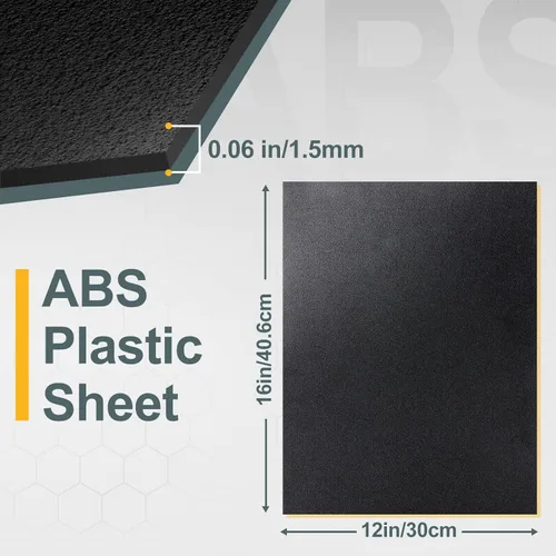 Miniatura 2 de Kinlink - Lámina de plástico ABS negra de 8" x 12" x 0.04" flexible, moldeable, con alta resistencia al impacto y alta resistencia a la tracción