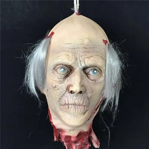Miniatura 15 de RiceelSor Decoración colgante de cabeza dividida para Halloween, diseño de cadáver sangriento, de terror, de tamaño real, con peluca, disfraz
