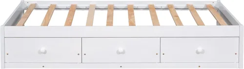 Miniatura 6 de Bellemave Base de cama de plataforma individual con 3 cajones de almacenamiento, cama de madera tamaño individual con listones de soporte, marco