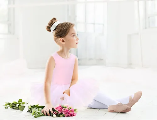 Miniatura 7 de Jeere 3 Piece Leotard Ballet Set Cute Dance Tutu Dress Pink Ballet Yoga Shoes Soft Dance Tight for Girl's Gymnastics Ballet