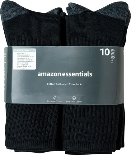 Miniatura 3 de Tienda Essentials Calcetines de algodón para hombre, cómodos, duraderos, medio acolchados, 10 pares