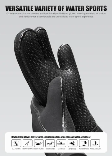 Miniatura 4 de Hevto Guantes de neopreno de 0.118 pulgadas y 0.197 pulgadas para hombres y mujeres, guantes de buceo GBS para mantener el calor en agua fría