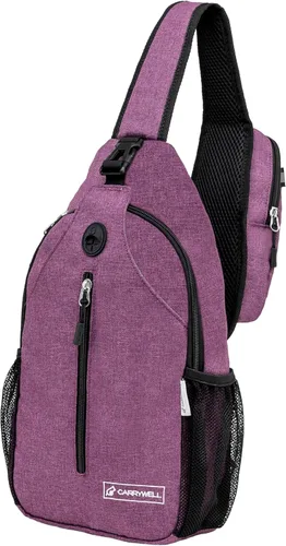 Miniatura 9 de Carrywell Mochila cruzada (no fabricada en China), mochila pequeña para viajes, senderismo, bolsa de pecho antirrobo, ligera Negro
