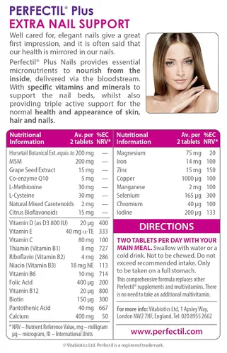 Miniatura 5 de Vitabiotics - Perfectil - Plus Nails Extra Support - 60 Tabletas