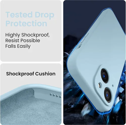 Miniatura 4 de FireNova Funda diseñada para iPhone 14, funda de silicona mejorada [protección de cámara] con [2 protectores de pantalla], forro interior de Azul