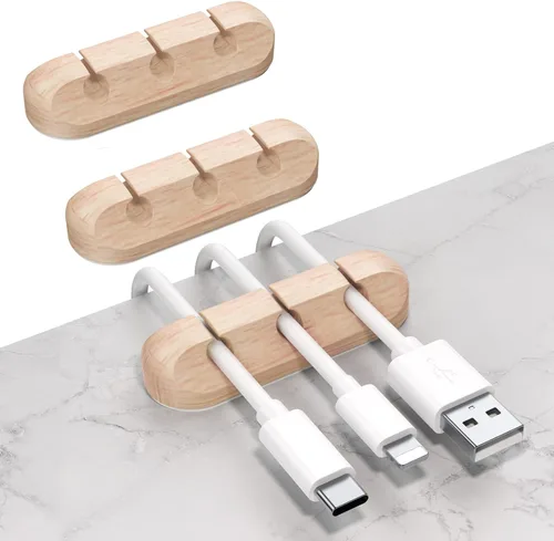 Miniatura 8 de SOULWIT Clips de soporte para cables, paquete de 3 clips organizadores de cables de silicona autoadhesivos para escritorio, cable de carga USB