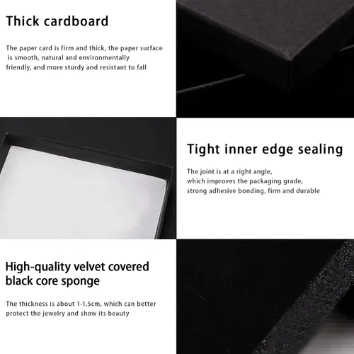 Miniatura 4 de Sdootjewelry Cajas de joyería negras a granel, 24 paquetes, caja de regalo para joyas con espuma, cajas de joyería pequeñas para regalos, 3.5 x 3.5