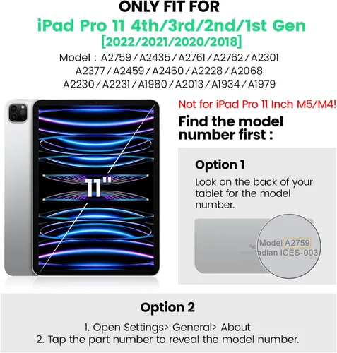 Miniatura 2 de SEYMAC Funda para iPad Pro 11 de 4ª, 3ª, 2ª, 1ª generación (2022/2021/2020/2018), funda protectora de cuerpo completo a prueba de golpes con Negro