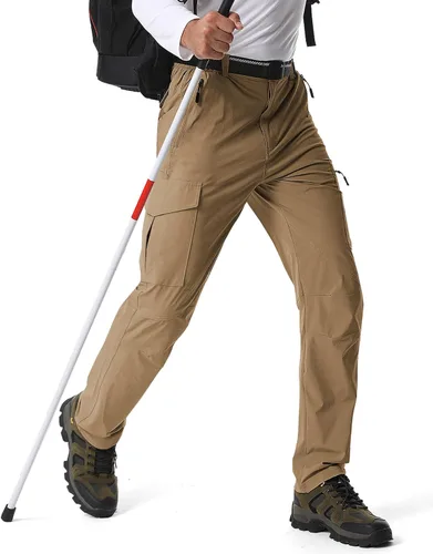 Miniatura 24 de Pantalones de senderismo para hombre, ligeros, transpirables, con 6 bolsillos, para verano, casual, de secado rápido, impermeables, pantalones