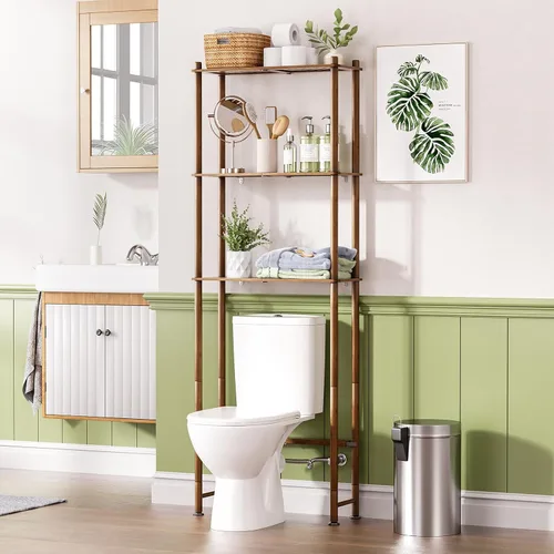 Miniatura 10 de AmazerBath Estante de almacenamiento de bambú sobre el inodoro, estante organizador de baño de 3 niveles sobre el inodoro, estantes de baño
