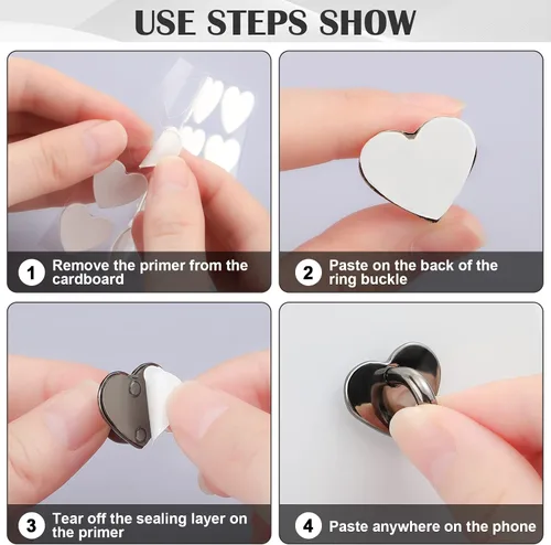 Miniatura 5 de Moxweyeni 8 piezas de anillo de dedo adhesivo para teléfono celular, soporte de agarre de dedo de metal para teléfono celular, soporte de agarre