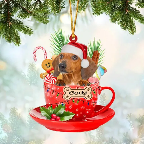 Miniatura 61 de NAZENTI Adorno personalizado de Alaskan Malamute en taza roja, adorno de Navidad personalizado para perros amantes de las mascotas, colgante