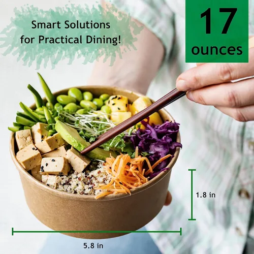 Miniatura 2 de Tazones desechables con tapa Tazones de papel para preparación de comidas Envases de comida para llevar ensaladera ramen con tapas