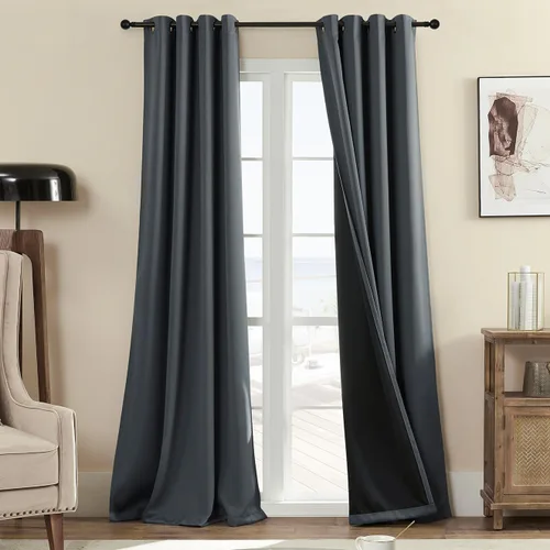 Miniatura 14 de Rutterllow - Cortinas 100% opacas, paneles de cortina con ojales, aislamiento térmico y bloqueo de luz para habitación y sala de estar